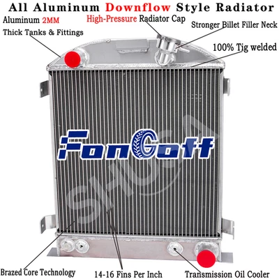 3 ROW ALUMINUM RADIATOR Fit 1930/1931 ,1932 FORD MODEL A HI-BOY CHEVY V8 ENGINE Foto 1 de 4