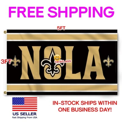 Bandera de los New Orleans Saints 3x5 pies con ojales envío rápido GRATIS EE. UU. Foto 1 de 4