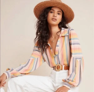 Blusa Campesina Arco Iris Anthropologie Top Boho Talla Pequeña S Pastel - Imagen 1 de 7
