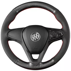 PU Leather Matte Carbon Fiber Steering Wheel Stitch Wrap Cover For Buick Excelle - Foto 1 di 5
