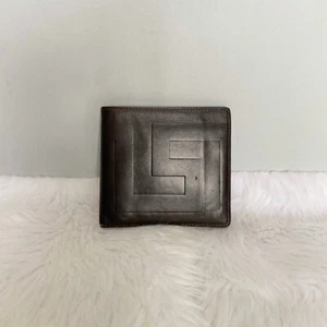 GIANNI VERSACE Vintage Dark Brown Greco Bi-fold Leather Wallet - Picture 1 of 12