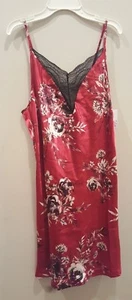 Gilligan & O'Malley Women's Red Velvet Floral Satin Chemise Nightgown - XS S XL - Picture 1 of 4