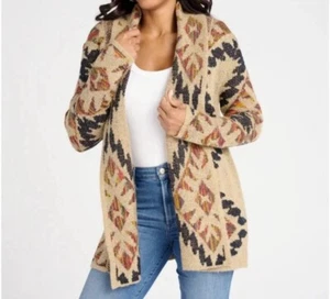 Shawl Collar Aztec Print Cardigan Size Medium - Picture 1 of 11