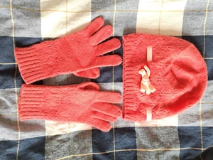 NEW GAP PINK ORANGE HAT + GLOVES SIZE S/M, GREAT FOR SHOPPING! - Picture 1 of 7