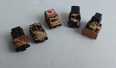 5 Micro Minis Militar Camuflaje Bronceado Camuflaje Bulldozer Jeep De Colección Galoob Foto 1 de 3