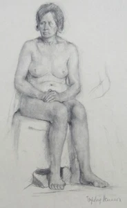 Signiert ca. 1967 Dorothy Heaven Bleistiftzeichnung Akt Frau Studie 12x19" - Bild 1 von 14