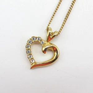 Collar Colgante Vintage Corazón Delicado Estrás Tono Dorado Amor Lindo Elegante 18" - Imagen 1 de 13