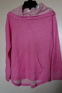 Old Navy cotton blend pink & white check hoodie top Size 5 - Picture 1 of 8
