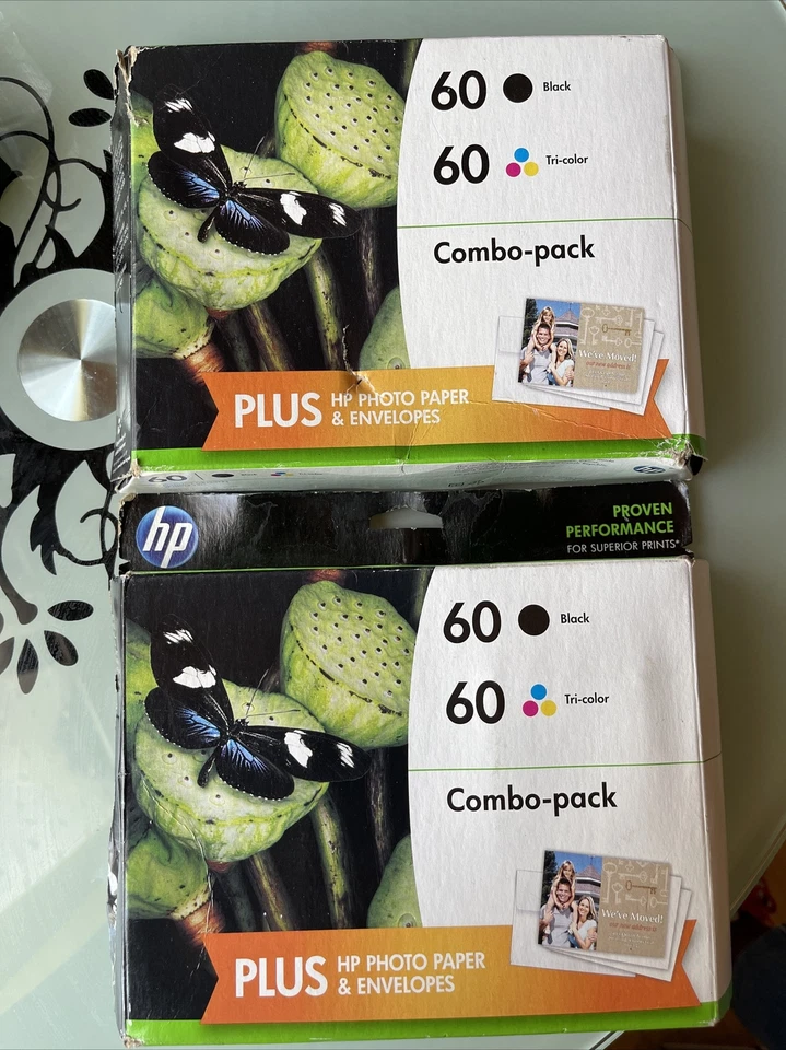 Genuine HP 60 Black  + TriColor 1 Ink Cartridges  OEM  Authentic   EXP 02/2017 - Image 1 of 4