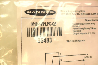 BANNER M18-4VPLPC-Q8 - 95483 - New in Factory Bag - Image 1 of 4