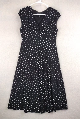 Vestido Black Label by Evan Picone para mujer 8 negro blanco lunares sin mangas Foto 1 de 4