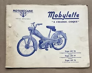 Motobecane Motocomfort Mobylette Tipo AV 75 77 78 Catalogo Pezzi di Ricambio Testo Francese - Foto 1 di 2