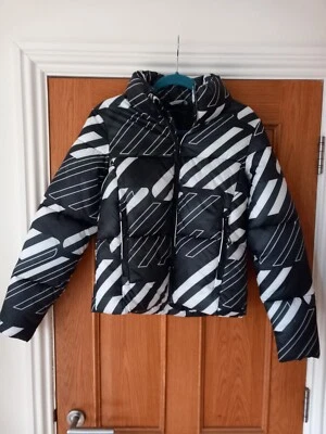Women's Superdry Sport Style Statement Puffer Jacket Black White - Size 6 - NWT - Image 1 of 3