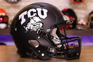 Casco auténtico TCU Horned Frogs Riddell Speed - negro mate - Imagen 1 de 5