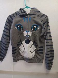 Kids Size Large Cat Face Grey Hoodie Pre-owned - Picture 1 of 8