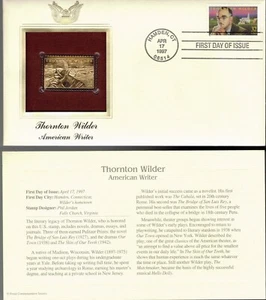Thornton Wilder--American Writer--1st day issue-Golden Replica - Picture 1 of 1