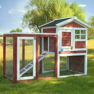 COZIWOW cage clapier en bois pour lapin maison habitat animal animal de compagnie poulailler extérieur - Photo 1 sur 18