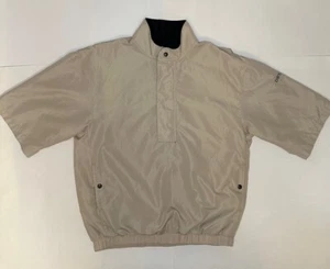 DryJoys Footjoy Windbreaker Men’s 1/4 Zip Pullover Jacket Khaki Nylon Lined S - Picture 1 of 10