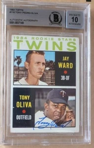 Signed 1964 Topps TONY OLIVA Minnesota Twins Rookie Card #116 Beckett Slabbed 10 - Picture 1 of 1