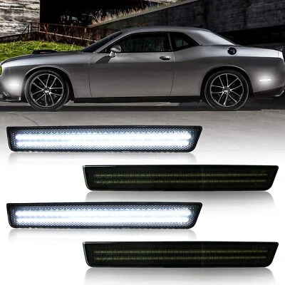 4x For 2015-2022 Dodge Challenger Smoked Front Rear Bumper LED Side Marker Light - Image 1 of 4