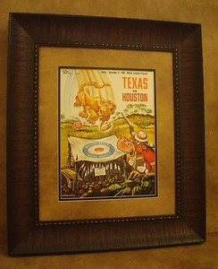 VINTAGE TEXAS LONGHORNS FOOTBALL POSTER FRAMED "U.OF TEXAS VS HOUSTON" SEP 1968 - Picture 1 of 6