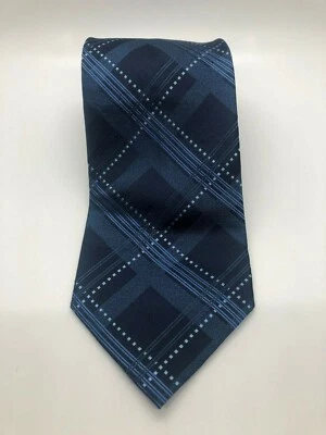 Corbata de seda a cuadros azul Claiborne Foto 1 de 2