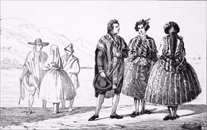 CHILE - RESIDENTS of CONCEPTION in 19th century - Egraving from 19th century - Picture 1 of 2