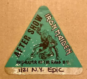 IRON MAIDEN VINTAGE 91 NO PREGHIERA ON THE ROAD TOUR 90-91 AFTER SHOW PASS 21/01/91 - Foto 1 di 2