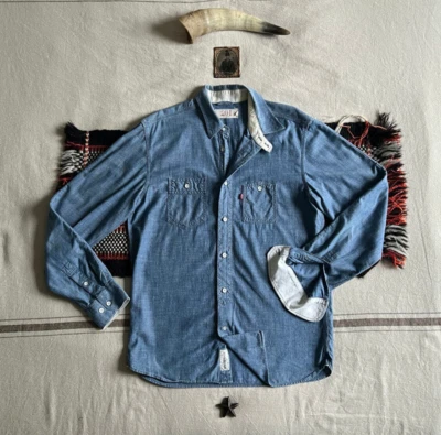 Levi’s 201 Selvedge Shirt M US Navy Deck Chambray Triple Chainstitch RRL LVC-ish - Image 1 of 4