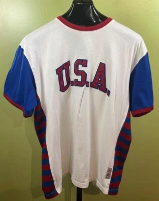 Camiseta De Colección Stall & Dean Talla XL Roja Blanca Azul EE. UU. Timbre Rayas Foto 1 de 4