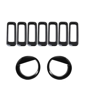 For Jeep Patriot 11+Grille Insert & Headlight Turn Light Cover Accessories Black - Picture 1 of 11