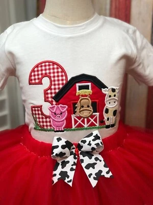 Barn Birthday Outfit 女牛仔薄纱蓬裙,4-6 岁 — 第 1/3 张图片