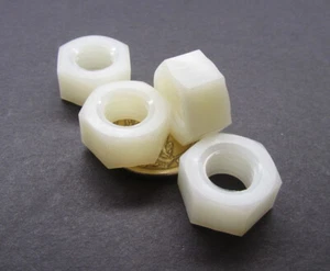 Hex Nut, Natural Nylon Plastic, 7/16"-14 x 11/16" W x 3/8" H, 50 Pcs - Picture 1 of 12