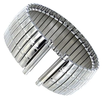 17-23mm Hirsch/Speidel Shiny Stainless Steel Mens Stretch Watch Band 030-20 Long - Image 1 of 4