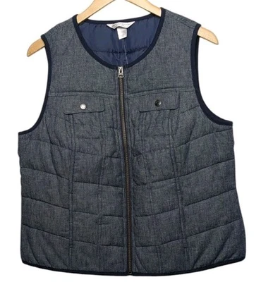 Christopher Banks Quilted Vest PETITE  Large PL New With Tags Linen Cotton  - Image 1 of 4