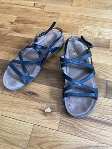 Dansko Sandals 38 Womens 7 Jovie Black Patent Leather Strappy Shoes Walking - Picture 1 of 8