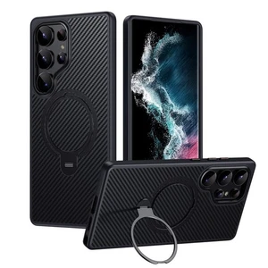 Hülle für Samsung Galaxy S25 S24 S23 Ultra Carbonfaser mit Metallhalterung Cover - Picture 1 of 16