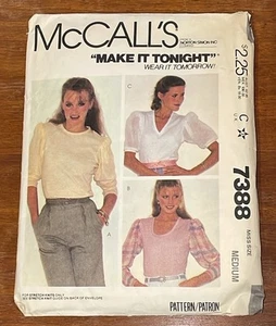 1981 McCall’s Sewing Pattern Blouse 7388 Miss Size Medium Cut Complete - Picture 1 of 10