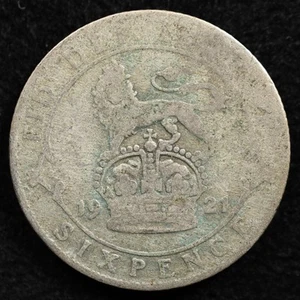 Great Britain 6 Pence 1921, Coin, Silver, Inv#G781 - Picture 1 of 2