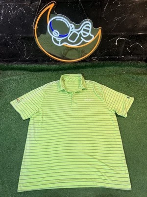 Polo suelto Under Armour Cornell University verde a rayas para hombre talla XL Foto 1 de 4