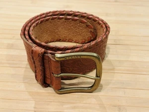 Ralph Lauren hellbrauner Echtledergürtel mit Blumenprägung Damen Größe M 🍂 - Bild 1 von 9