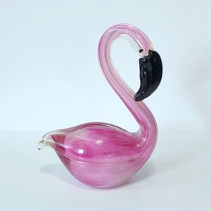 Murano style hand blown Pink Glass Flamingo Sculpture - Picture 1 of 6