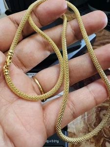 "Collar de serpiente cadena de oro real amarillo puro de 18 quilates 750 de los Emiratos Árabes Unidos 17,6/18"" pulgadas 12,4 g" - Imagen 1 de 24