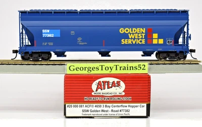 ATLAS HO #77382 SSW GOLDEN WEST ACF 4650 3-BAY CENTERFLOW HOPPER 20 000 081 NIB - Image 1 of 4