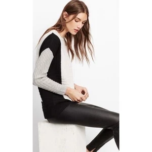 VINCE Cashmere Wool Colorblock Sweater Black Gray Ivory Intarsia Ribbed Small - Picture 1 of 13