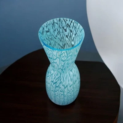 Vaso de vidro azul e branco Bueatyful 12 para decoração de casa - Imagem 1 de 4