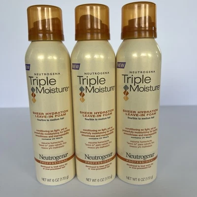 Lot of 3 Neutrogena Triple Moisture Sheer Hydration Leave-in Foam 6oz HTF - Image 1 of 4