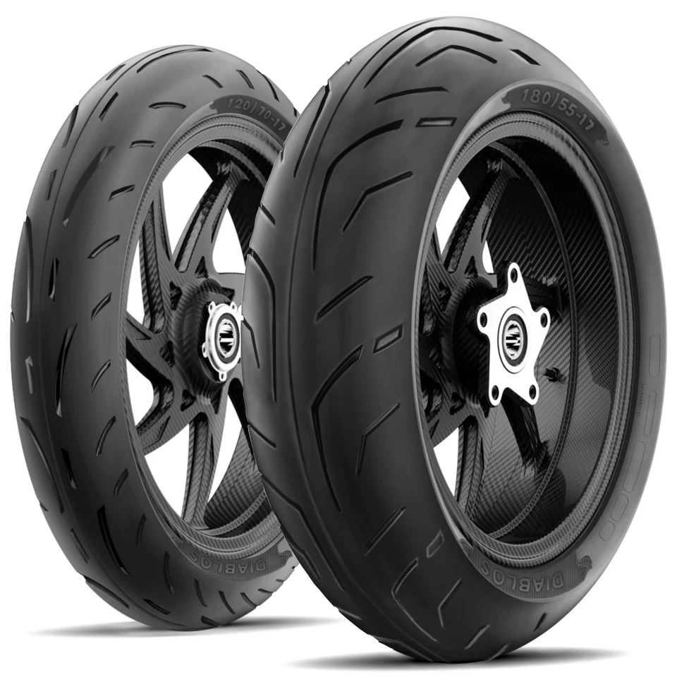 180/55-17 + 120/70-17 DIABLOS Motorcycle Tire SET - NEW (2 TIRES) DOT 2025 - Image 1 of 4