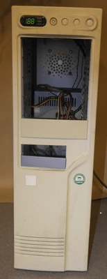 Very old FULL SIZE AT server case MHz LCD PSU 8086/286/386/486 WORKING - Image 1 of 4