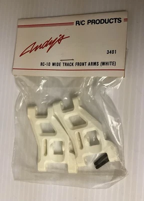 Brazos delanteros de vía ancha Andy’s R/C Products RC-10 (blanco) #3401/de colección/NUEVO Foto 1 de 3